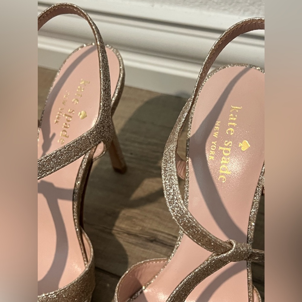 Kate Spade Fedora Gold fine glitter heels | 6.5 - Picture 2 of 7